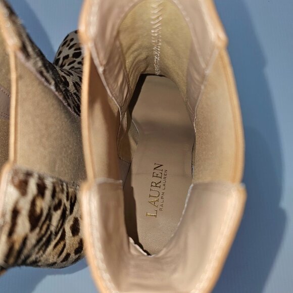 NEW Lauren Ralph Lauren Mylah Ankle Bootie 9.5 Leopard Print Calf Hair Heeled - Picture 11 of 15
